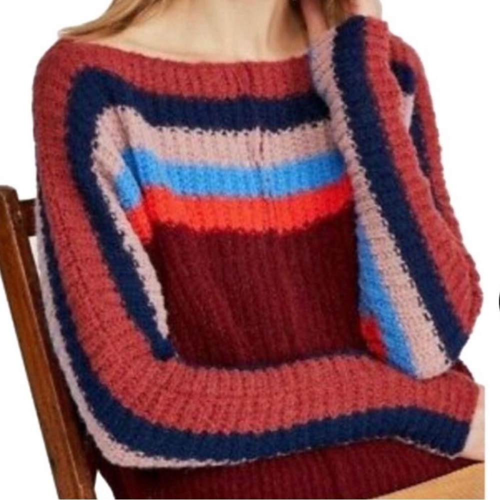 FREE People Cropped See The Rainbow Sweater XS